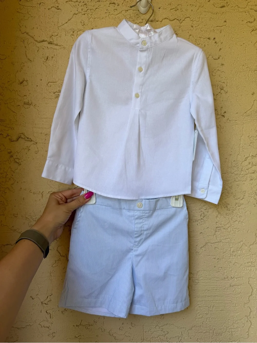 Edgehill Collection Boys Woven Long Sleeve Shirt & Shorts Set Sz 5 NWT